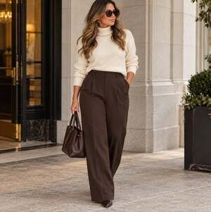 BABATON Pleated Pant Wide Leg Trousers Chocolate Brown Sz 4 $148 {F30}